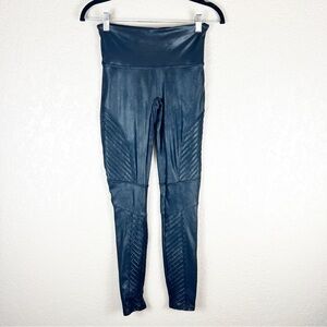 SPANX faux leather Moto gunmetal leggings
